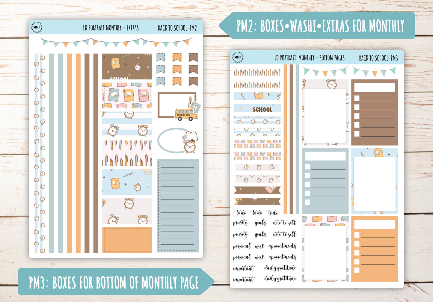 SEPTEMBER Stickers for Laurel Denise Portrait Planners. "Back to School" || PST