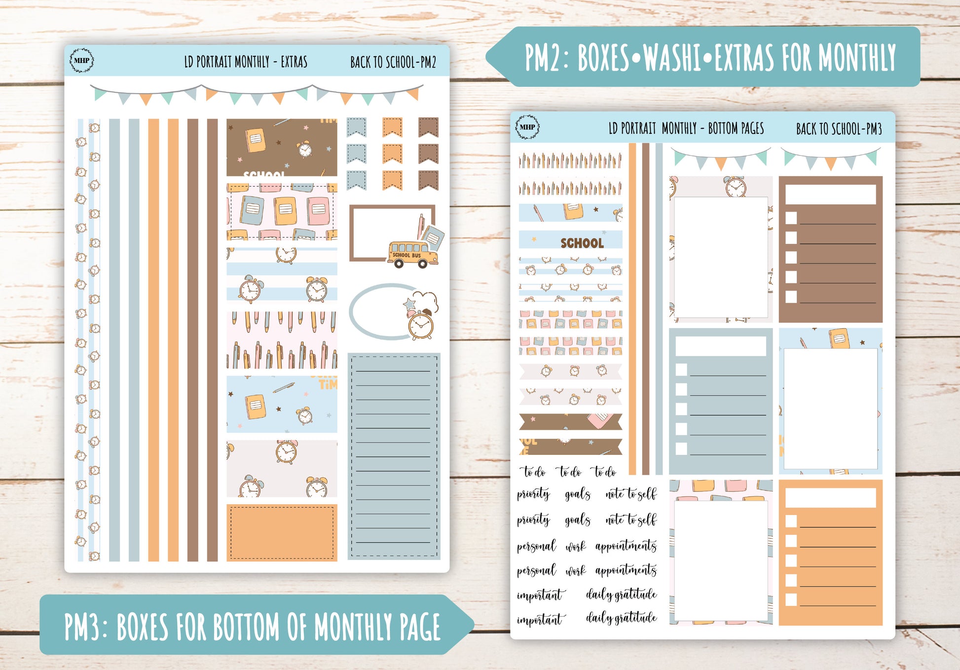 SEPTEMBER Stickers for Laurel Denise Portrait Planners. "Back to School" || PST