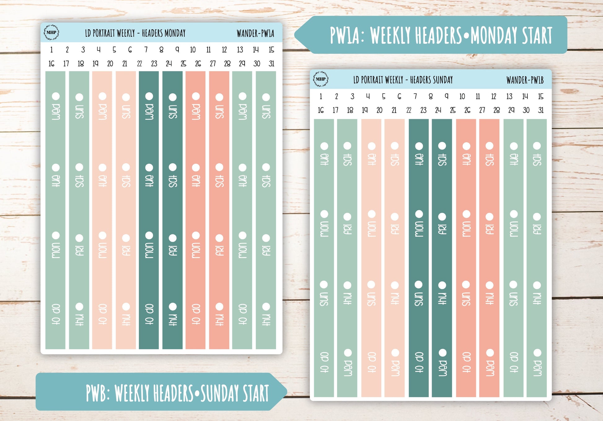 JUNE Stickers for Laurel Denise Portrait Planners. "Wander" || LDPWR