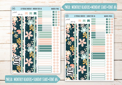 JUNE Stickers for Laurel Denise Portrait Planners. "Wander" || LDPWR