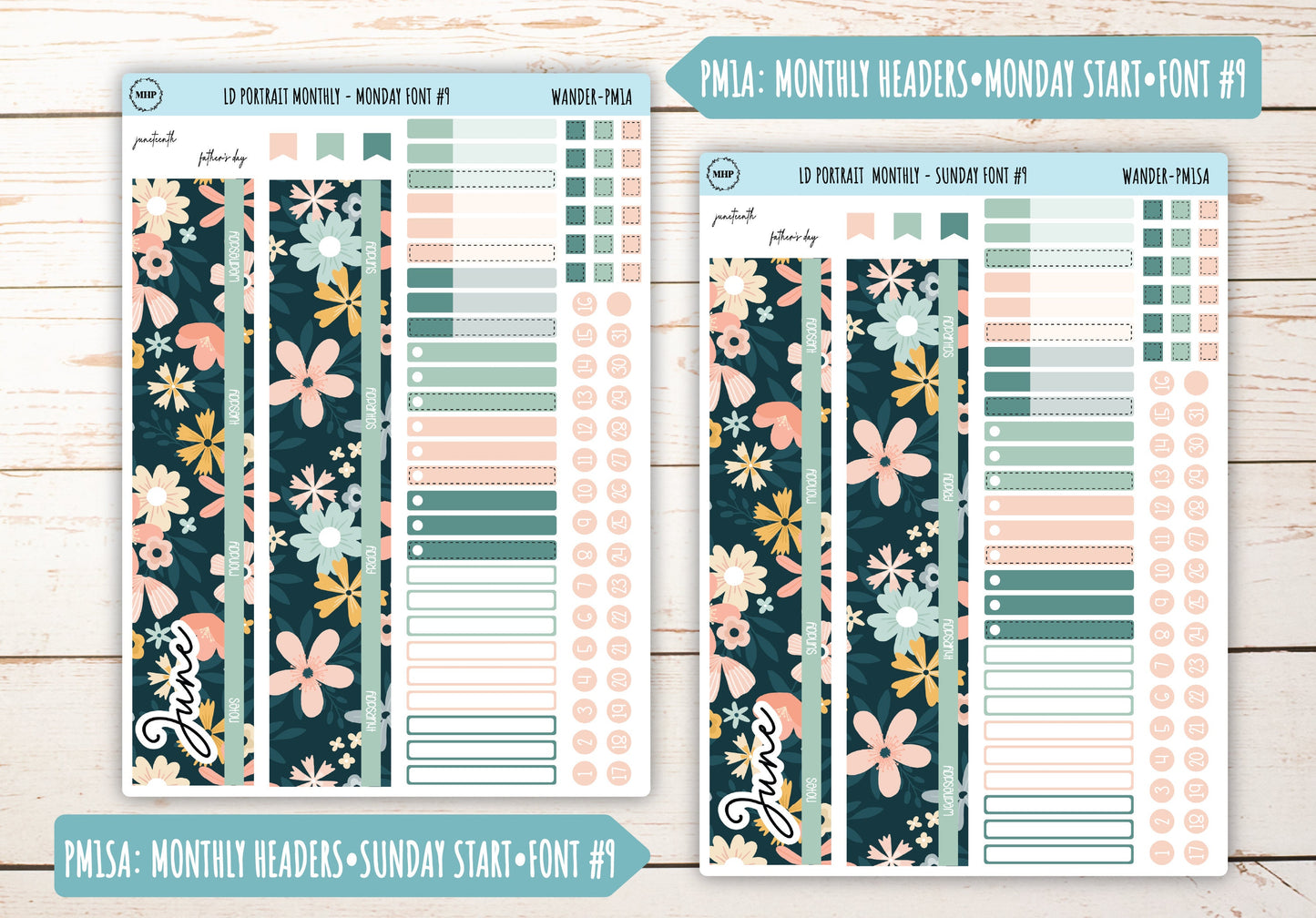 JUNE Stickers for Laurel Denise Portrait Planners. "Wander" || LDPWR