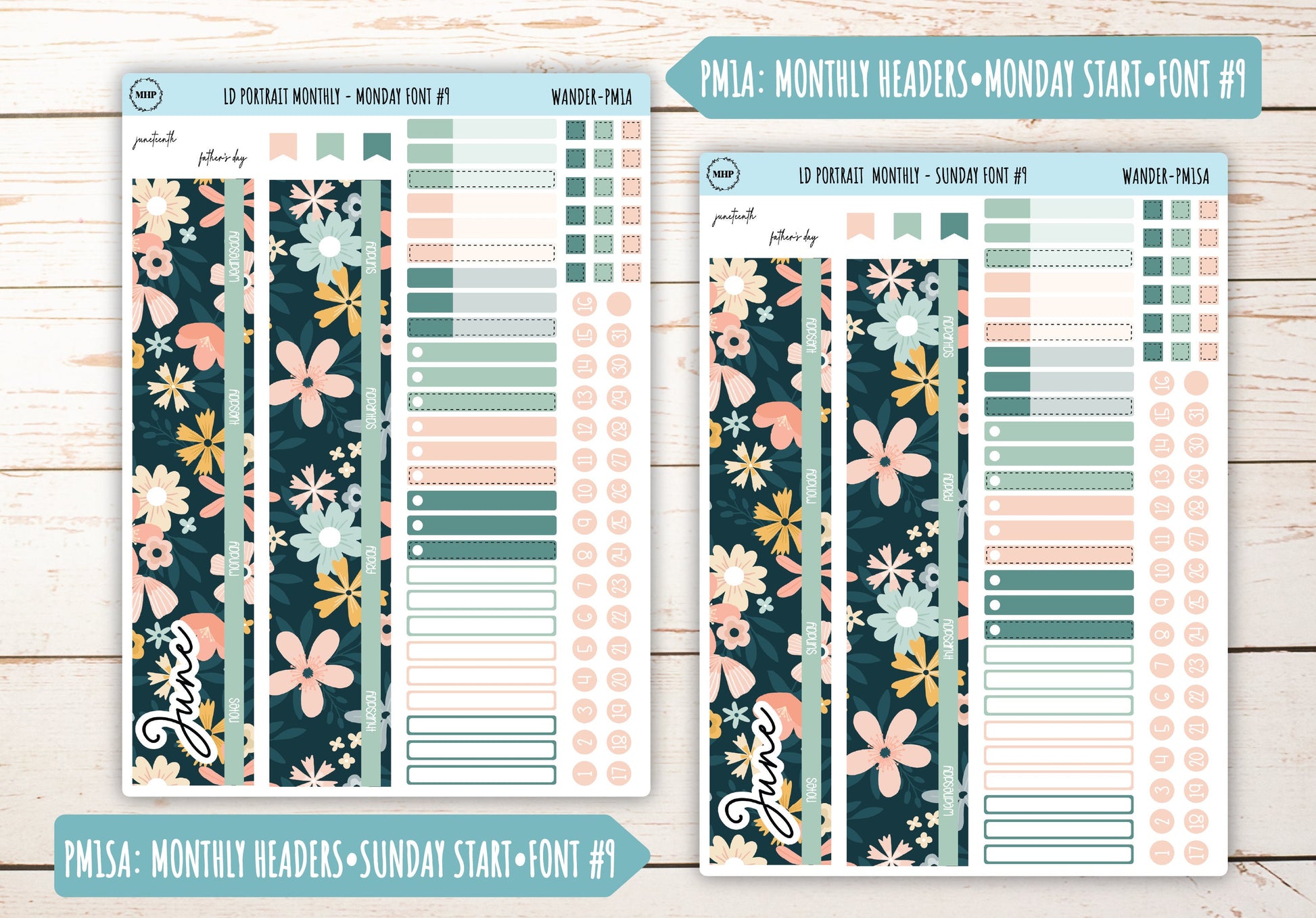 JUNE Stickers for Laurel Denise Portrait Planners. "Wander" || LDPWR
