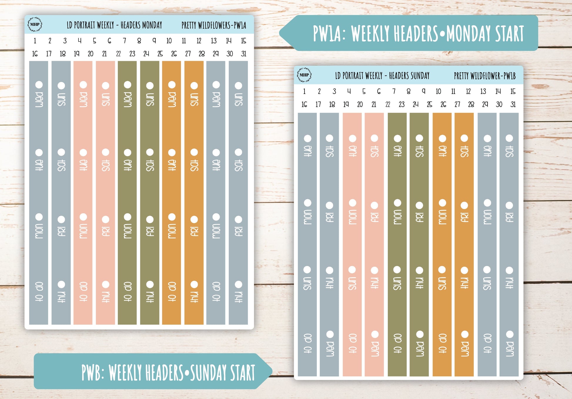 JUNE Stickers for Laurel Denise Portrait Planners. "Pretty Wildflowers" || LDPPW