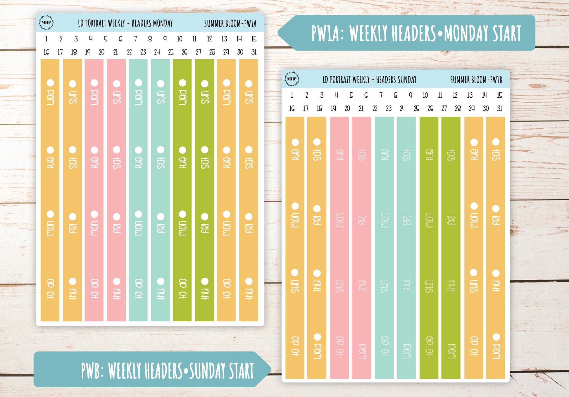 JULY Stickers for Laurel Denise Portrait Planners. "Summer Bloom" || LDPSB