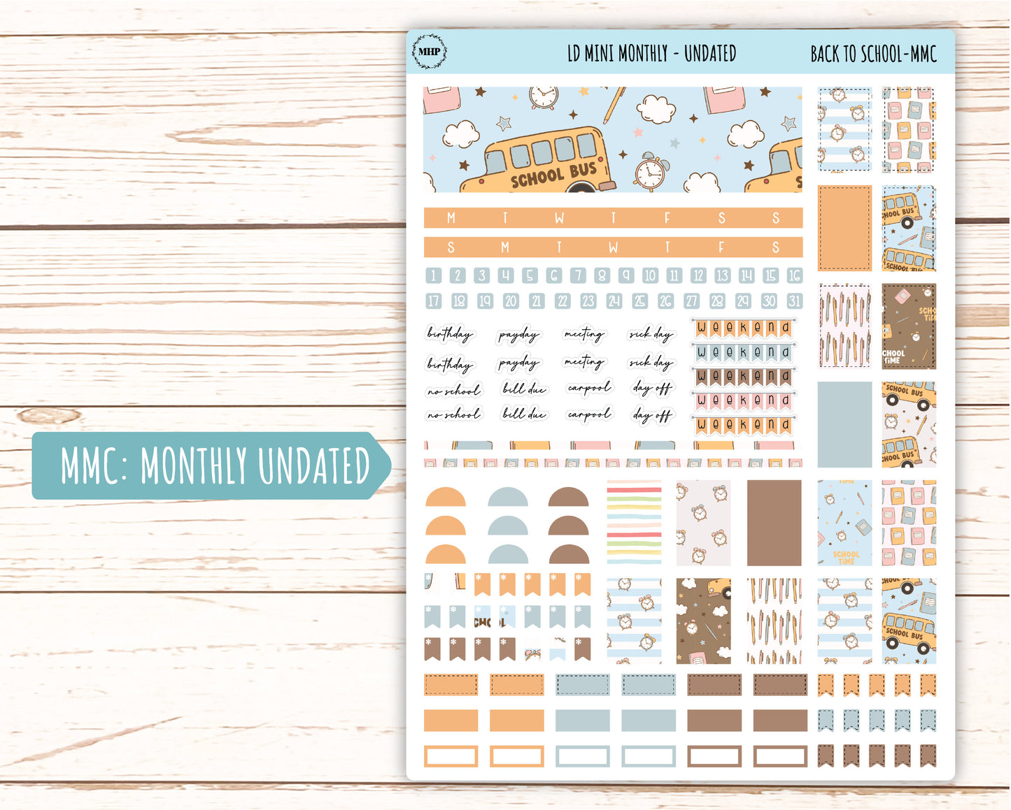 September Stickers for MINI Laurel Denise Planners "Back to School" || MBTS