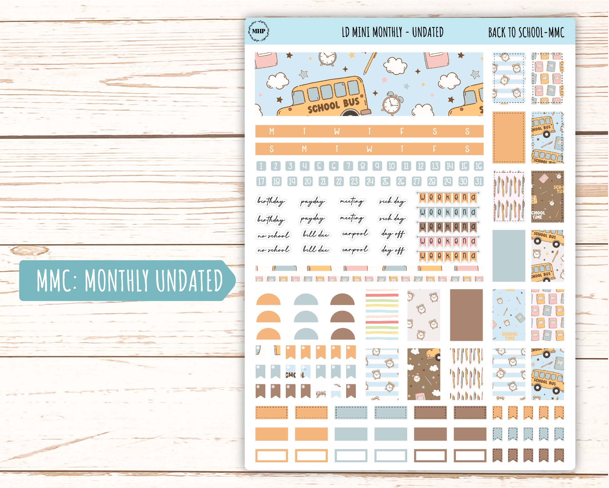 September Stickers for MINI Laurel Denise Planners "Back to School" || MBTS