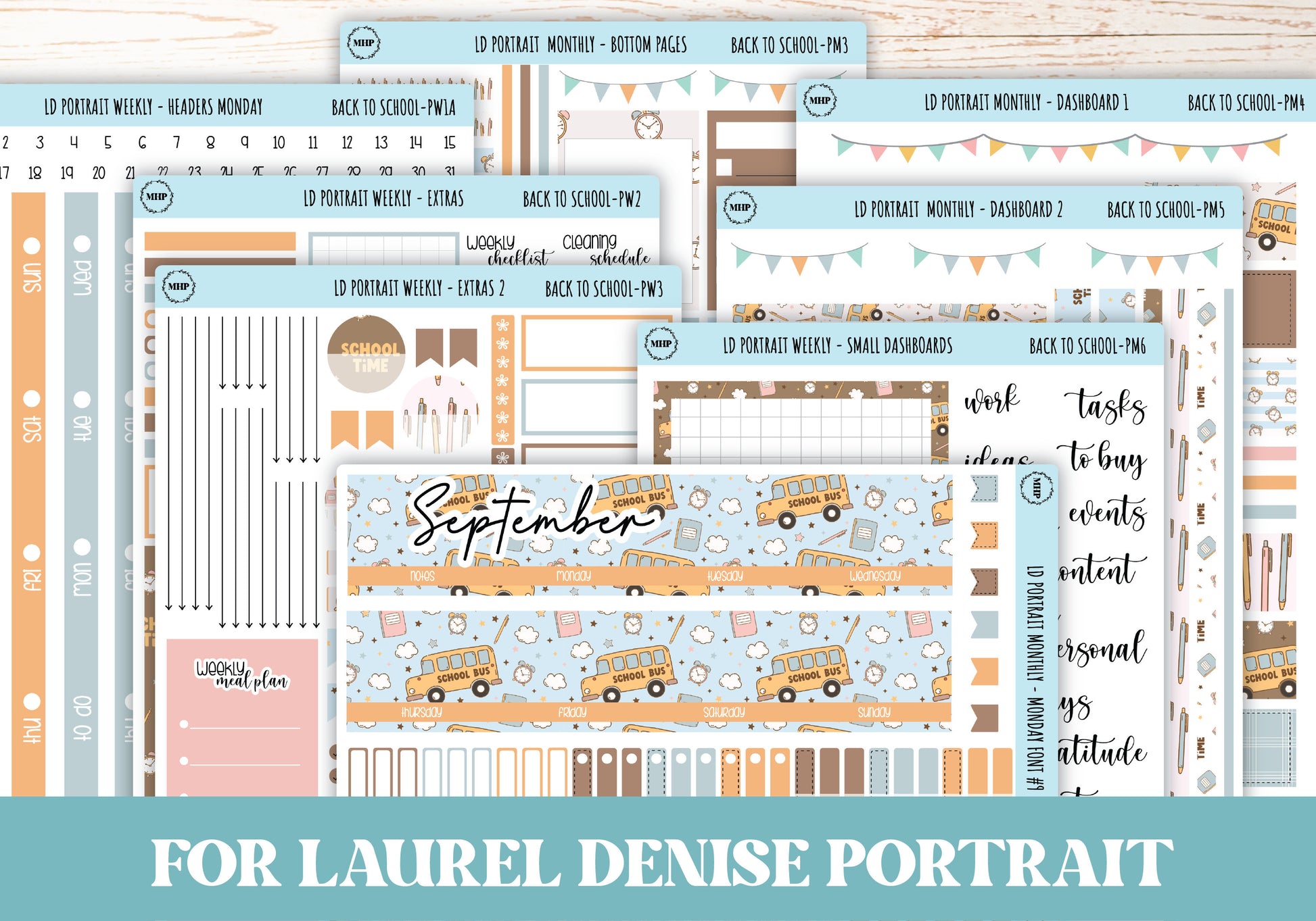 SEPTEMBER Stickers for Laurel Denise Portrait Planners. "Back to School" || PST