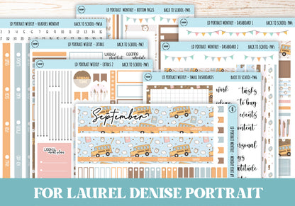 SEPTEMBER Stickers for Laurel Denise Portrait Planners. "Back to School" || PST