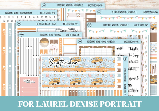 SEPTEMBER Stickers for Laurel Denise Portrait Planners. "Back to School" || PST