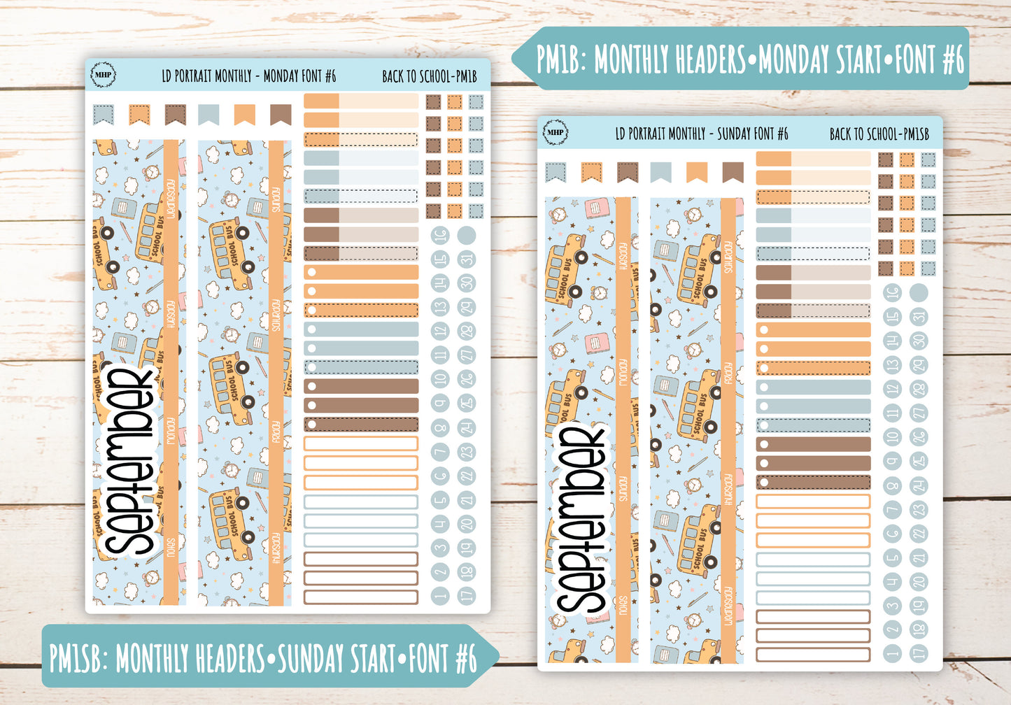 SEPTEMBER Stickers for Laurel Denise Portrait Planners. "Back to School" || PST