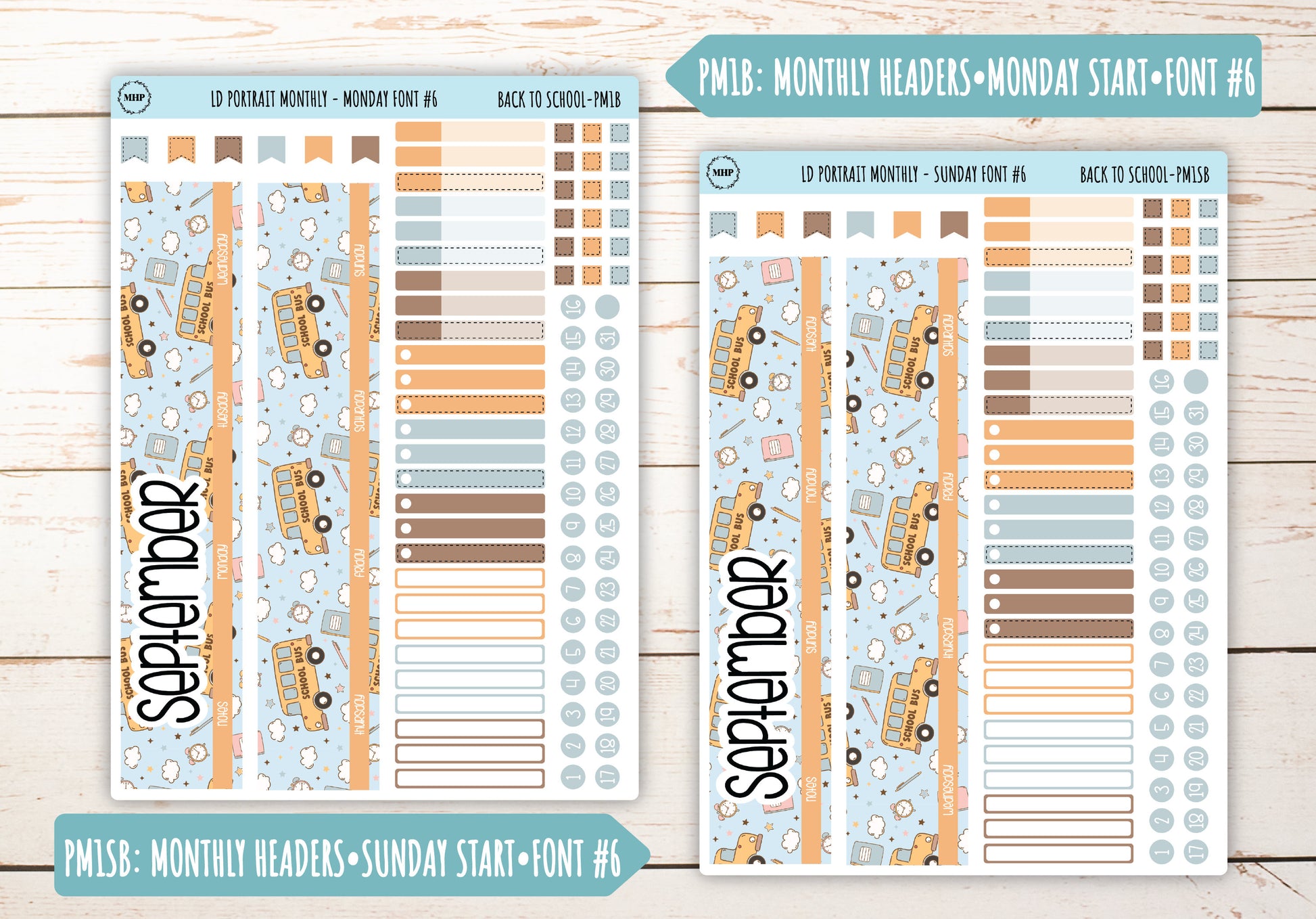 SEPTEMBER Stickers for Laurel Denise Portrait Planners. "Back to School" || PST
