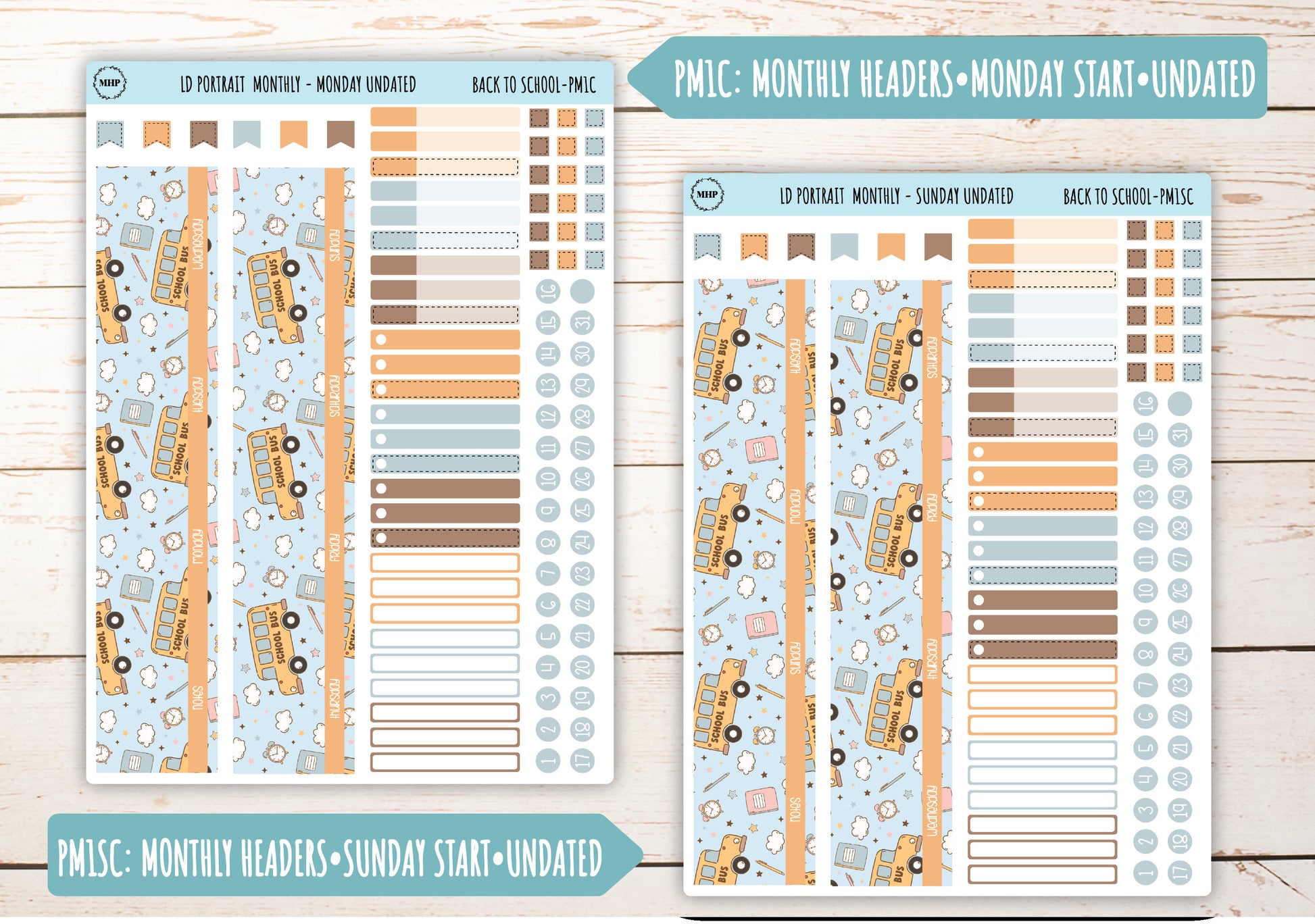 SEPTEMBER Stickers for Laurel Denise Portrait Planners. "Back to School" || PST