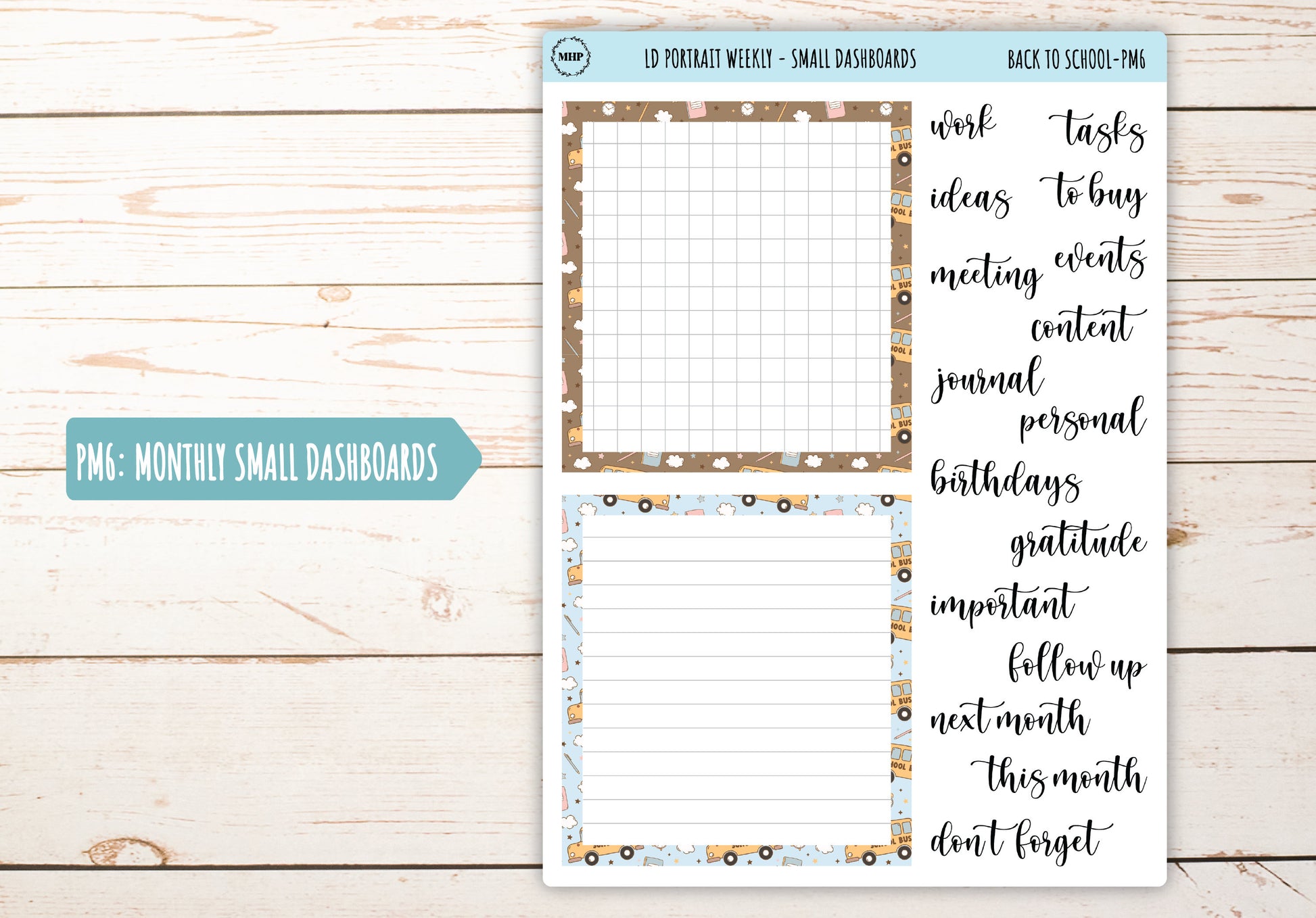 SEPTEMBER Stickers for Laurel Denise Portrait Planners. "Back to School" || PST