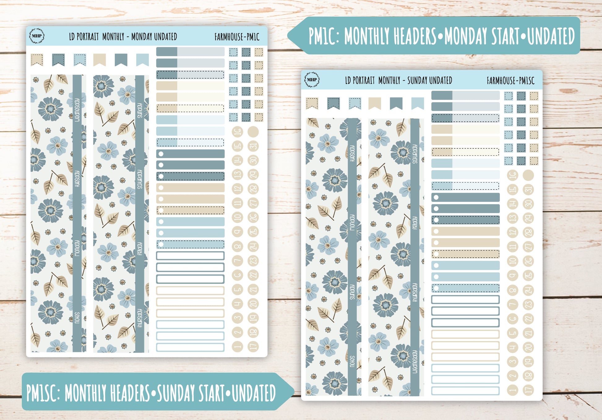SEPTEMBER Stickers for Laurel Denise Portrait Planners. "Farmhouse" || PFH