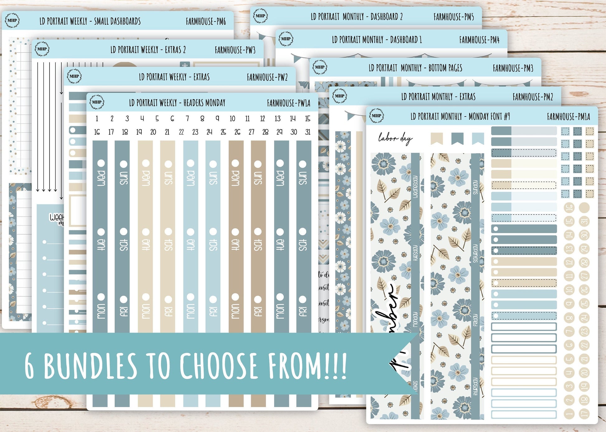 SEPTEMBER Stickers for Laurel Denise Portrait Planners. "Farmhouse" || PFH