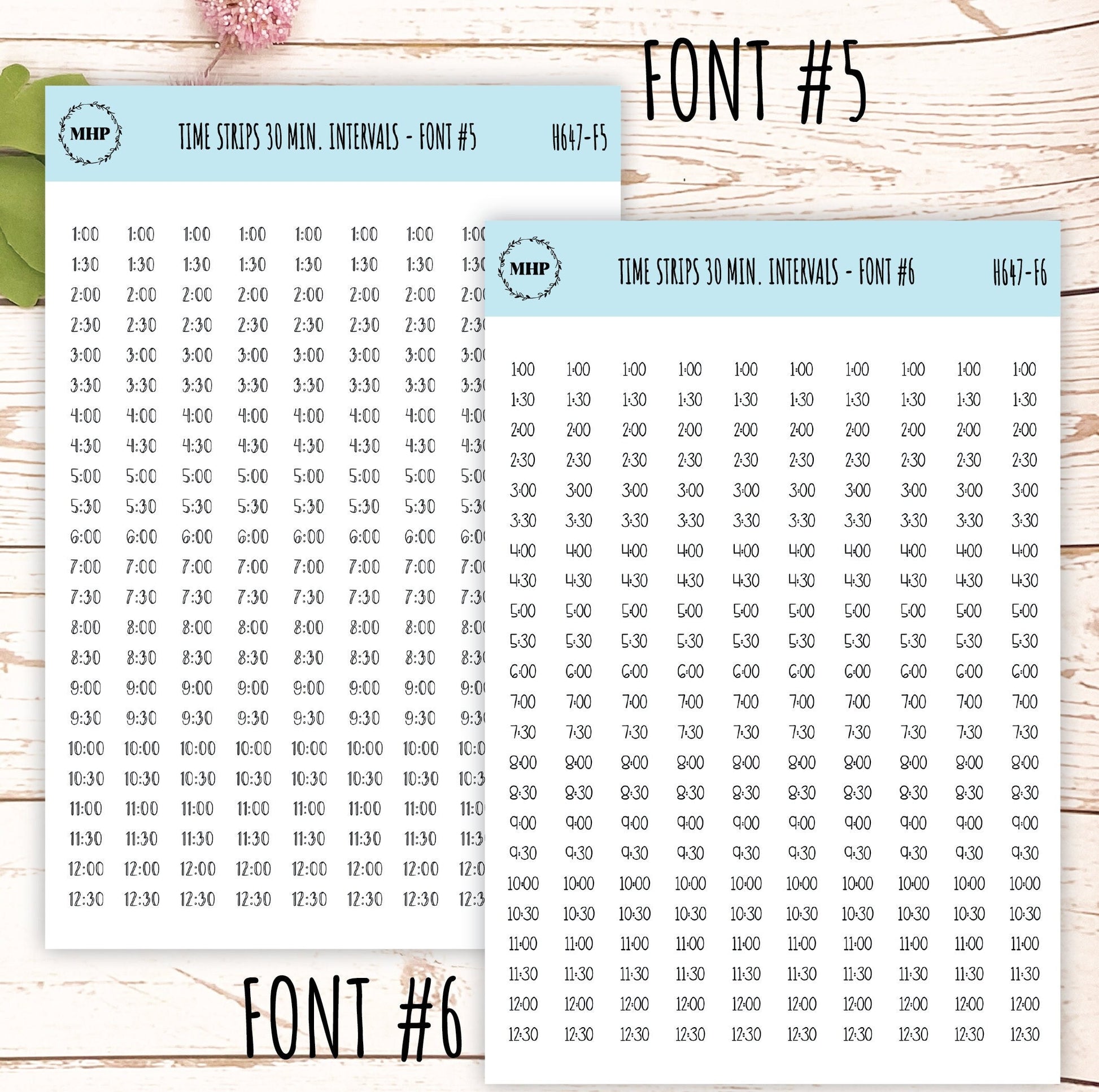 Time Strips for Planners. 30-Minutes Intervals. Planner Stickers || H647