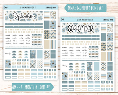 September Stickers for MINI Laurel Denise Planners "Farmhouse" || MFH