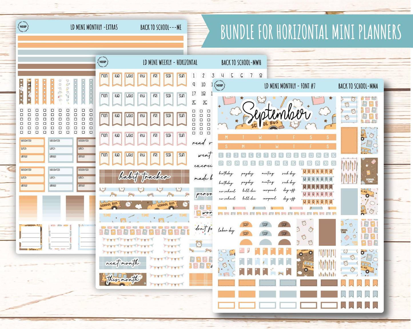 September Stickers for MINI Laurel Denise Planners "Back to School" || MBTS