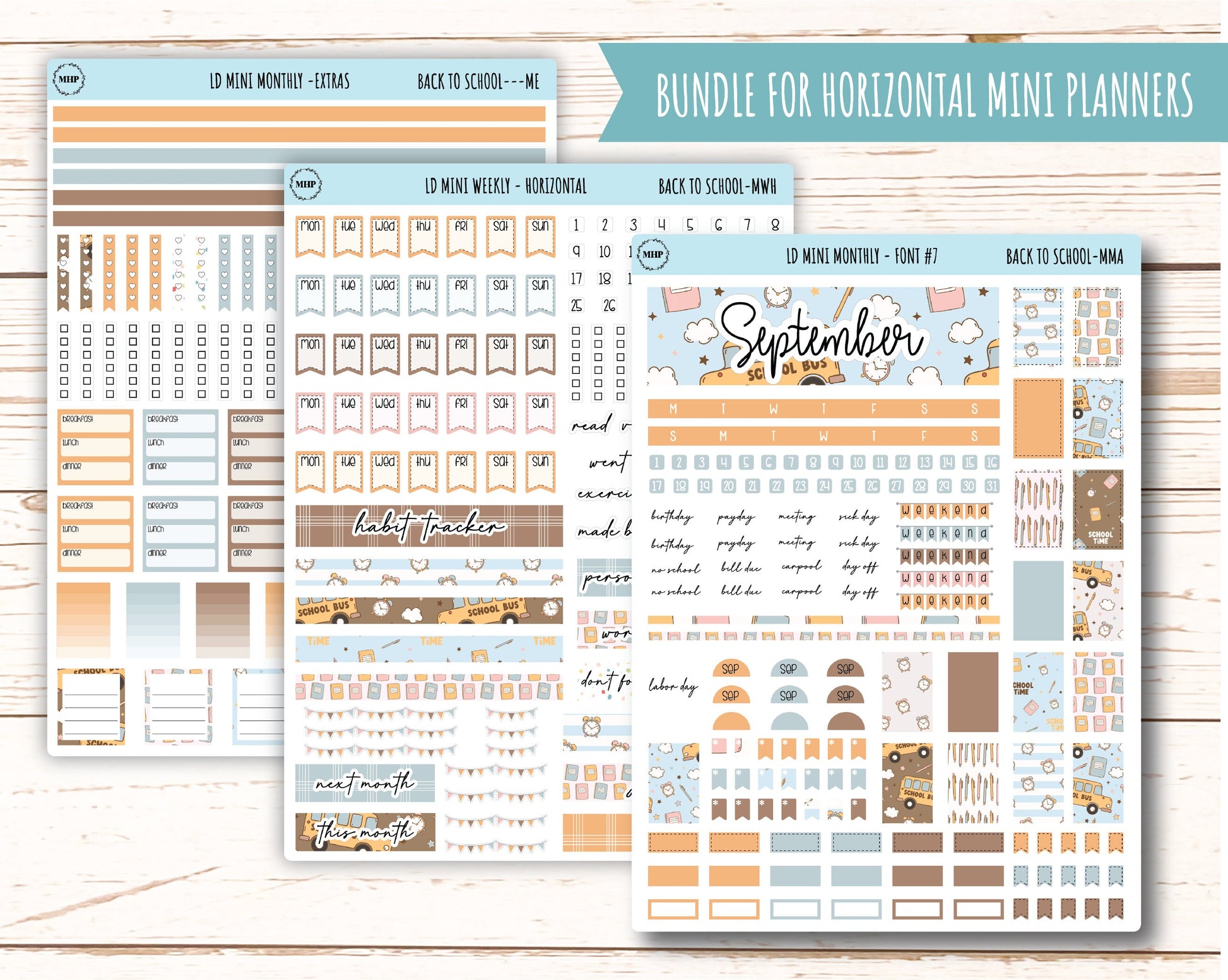 September Stickers for MINI Laurel Denise Planners "Back to School" || MBTS
