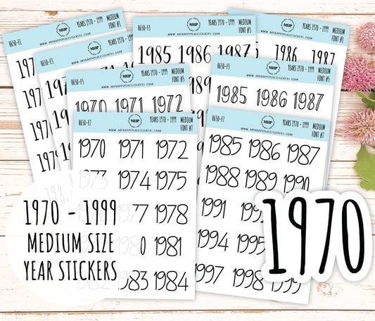 1970 - 1999 Years Stickers Size Medium. Timeline Stickers. || H650
