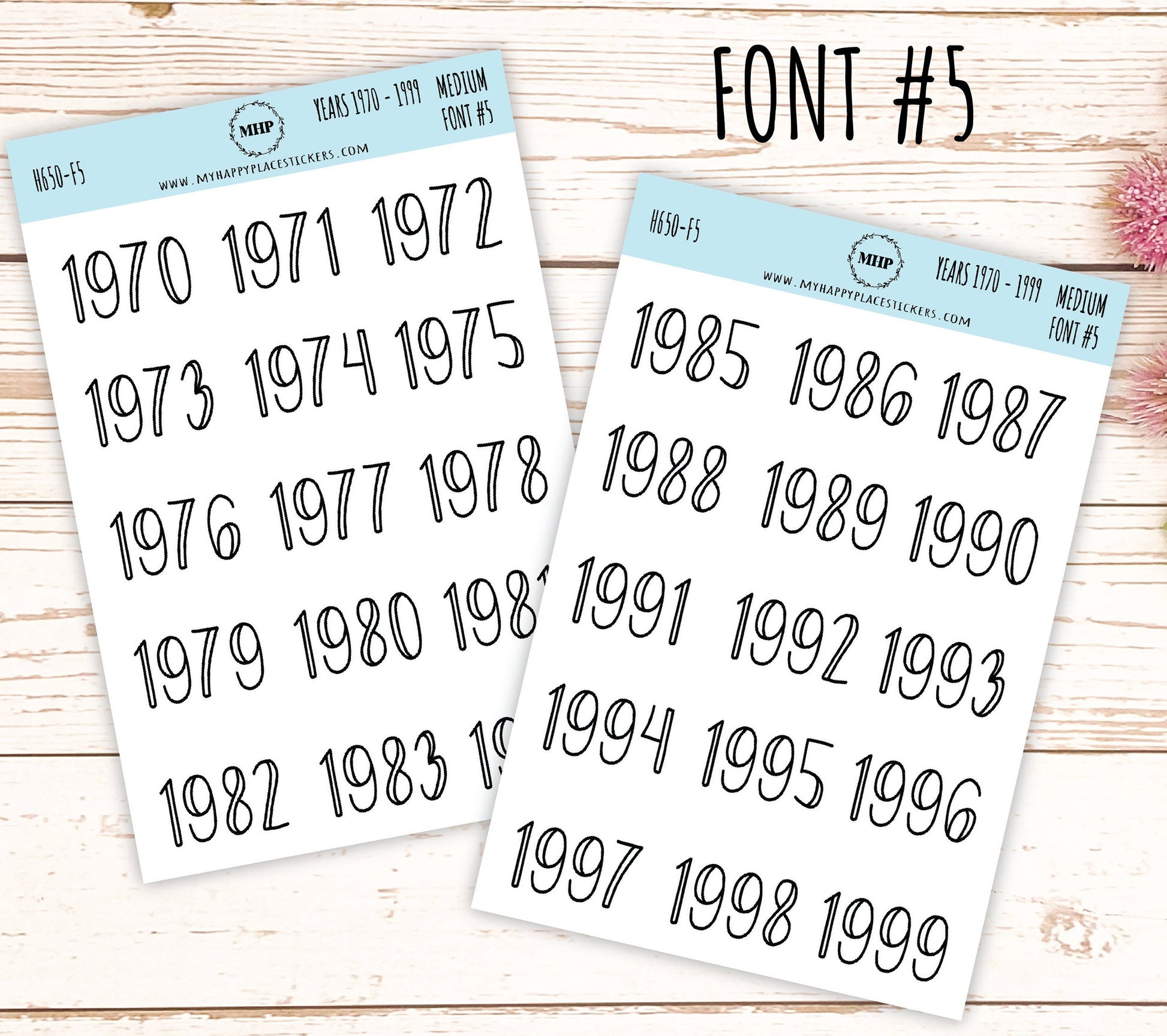 1970 - 1999 Years Stickers Size Medium. Timeline Stickers. || H650