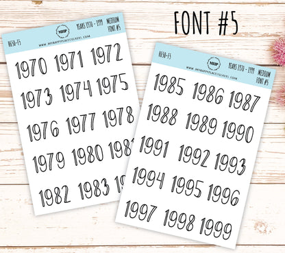 1970 - 1999 Years Stickers Size Medium. Timeline Stickers. || H650