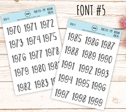 1970 - 1999 Years Stickers Size Medium. Timeline Stickers. || H650