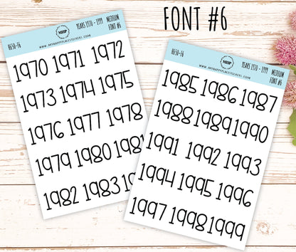 1970 - 1999 Years Stickers Size Medium. Timeline Stickers. || H650