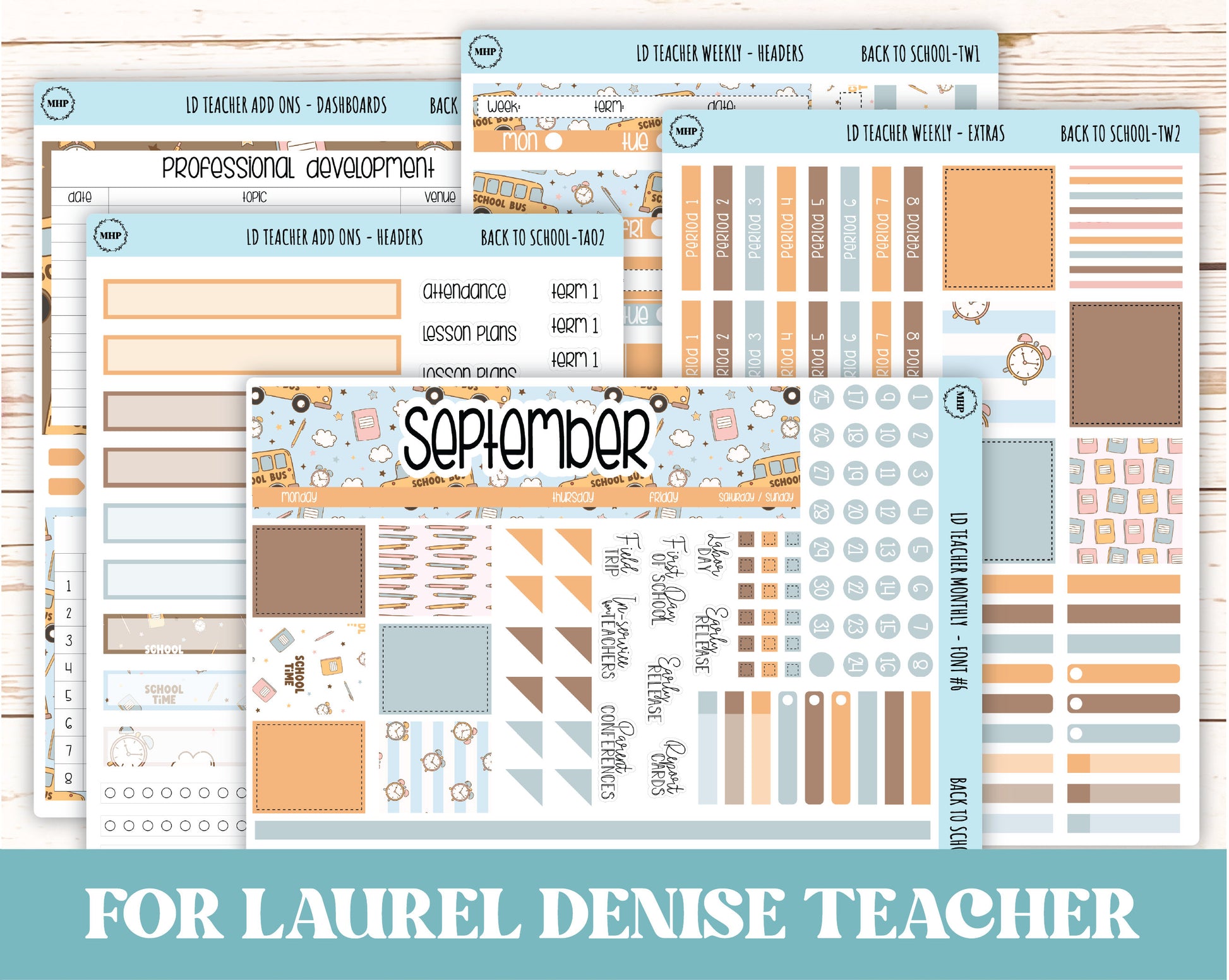 SEPTEMBER Stickers for Laurel Denise Teacher Planners. "Back to School" || TBTS