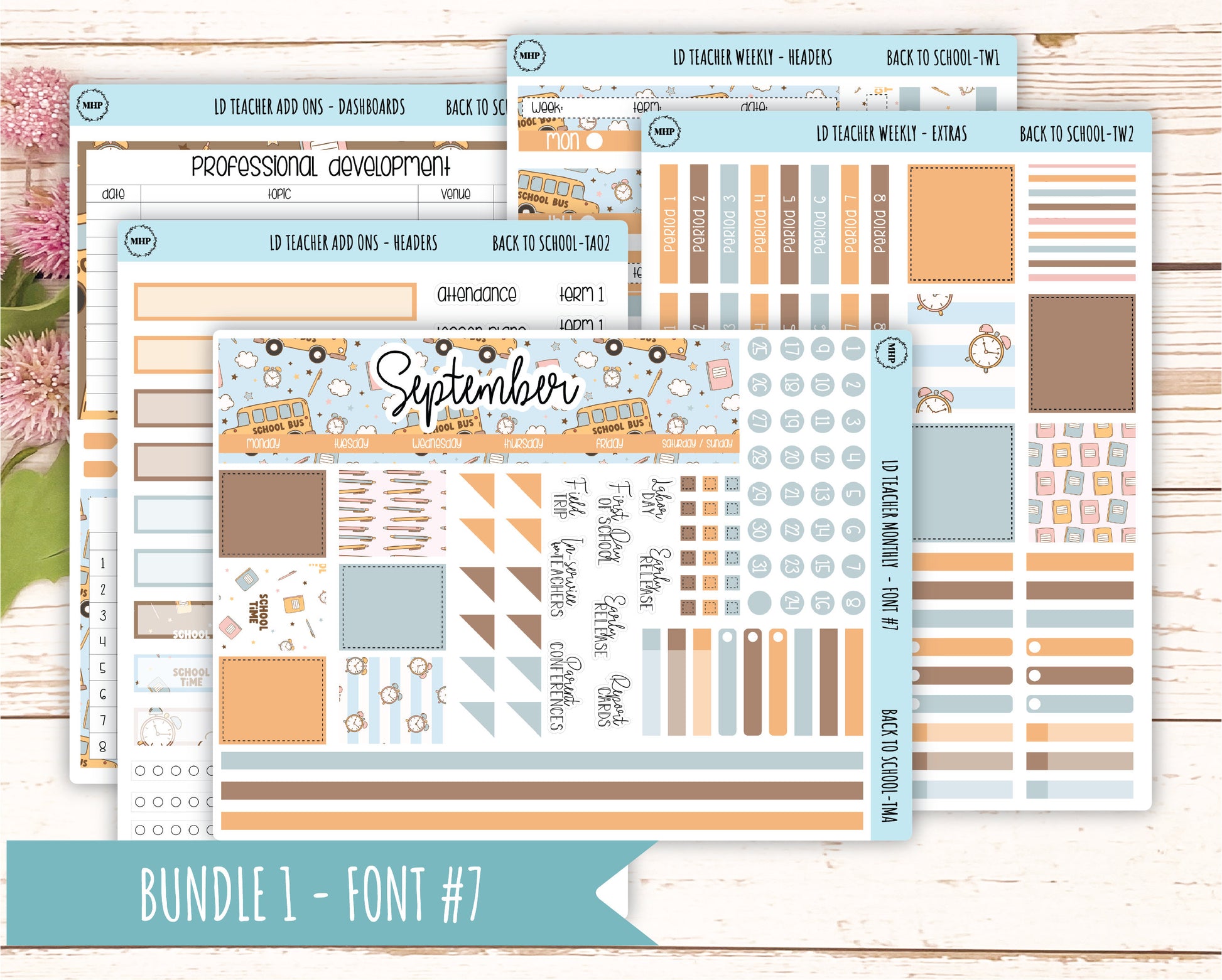 SEPTEMBER Stickers for Laurel Denise Teacher Planners. "Back to School" || TBTS