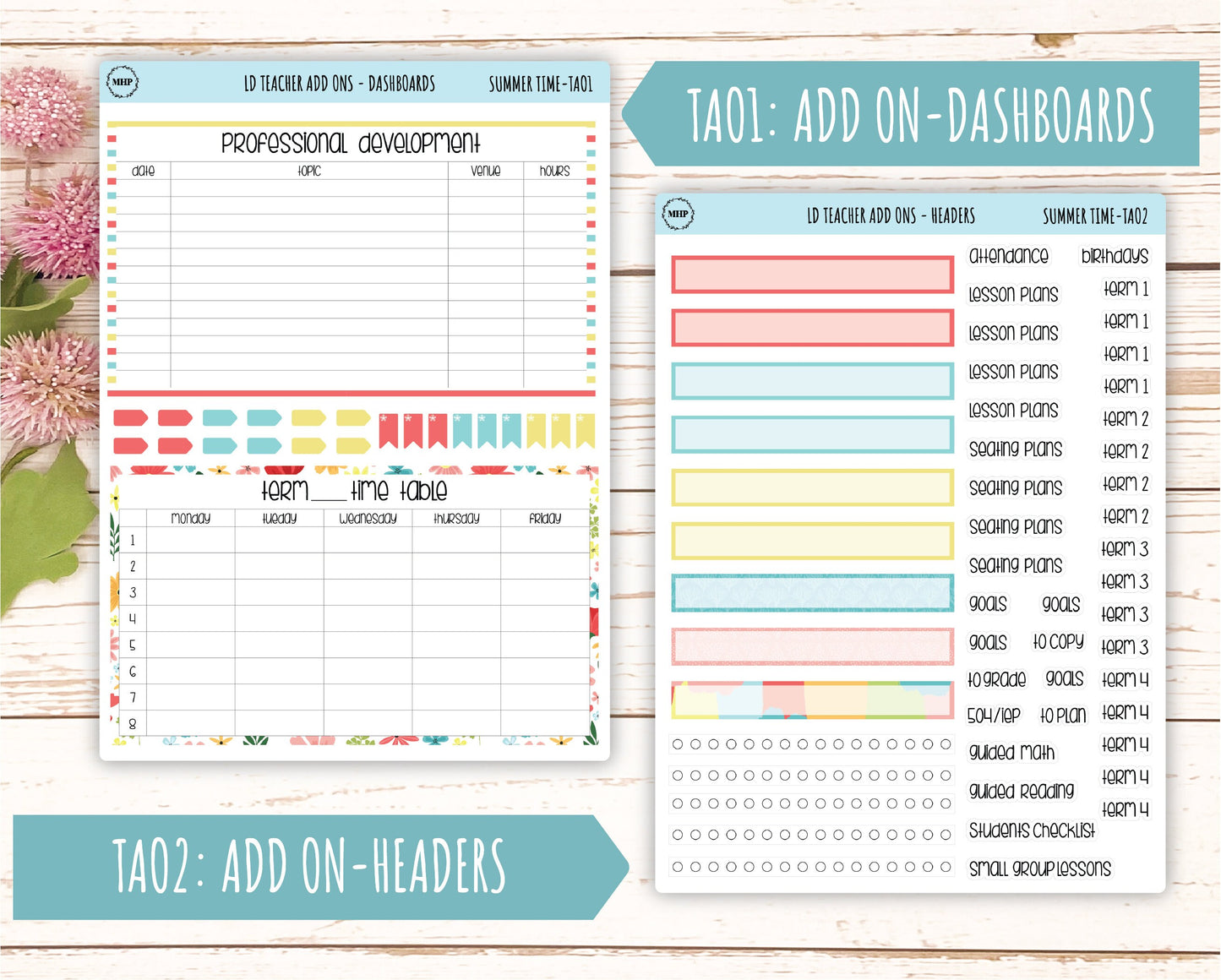 AUGUST Stickers for Laurel Denise Teacher Planners. "Summer Time" || TST