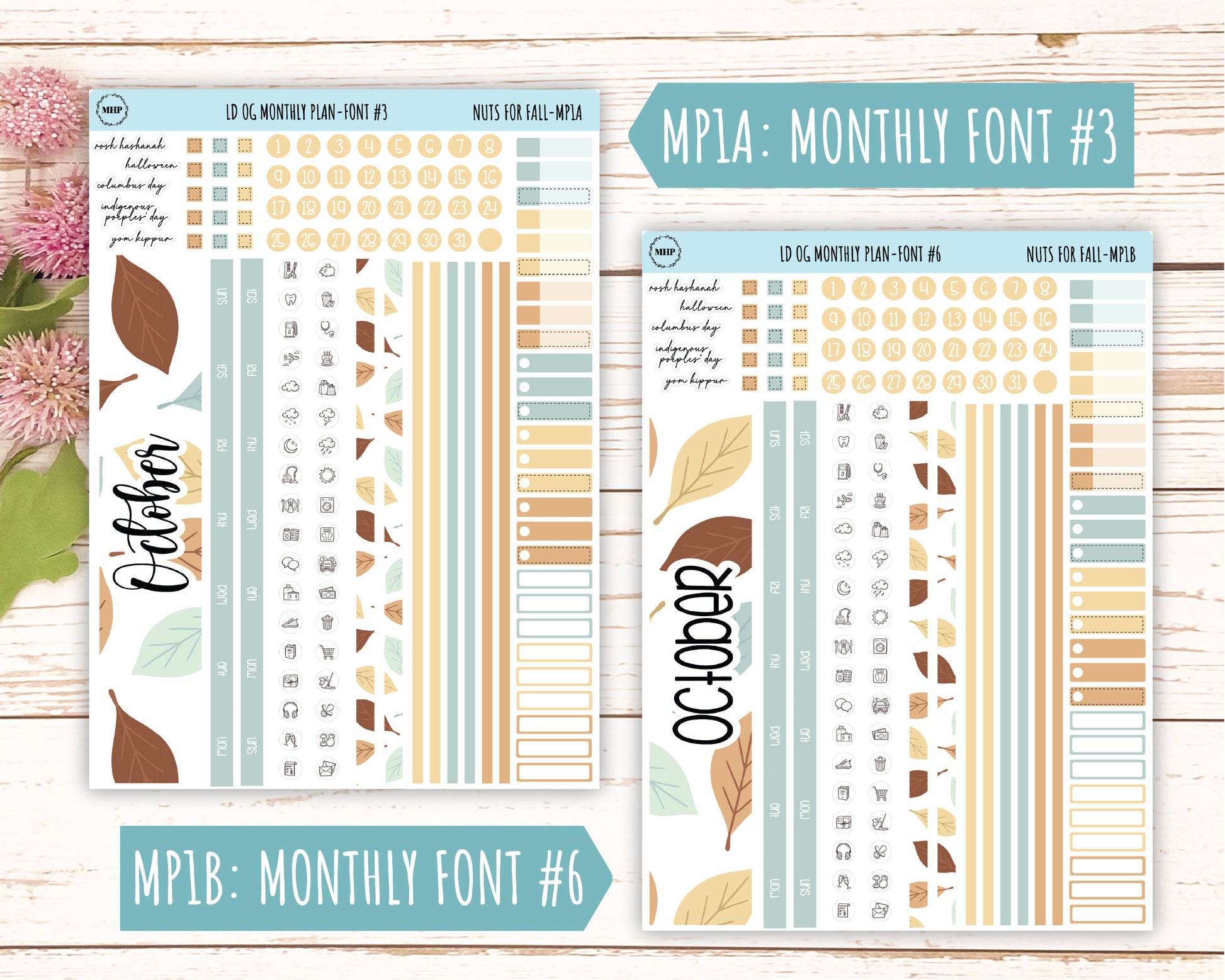 OCTOBER Stickers for OG Laurel Denise Planners. "Nuts for Fall" || OGNF