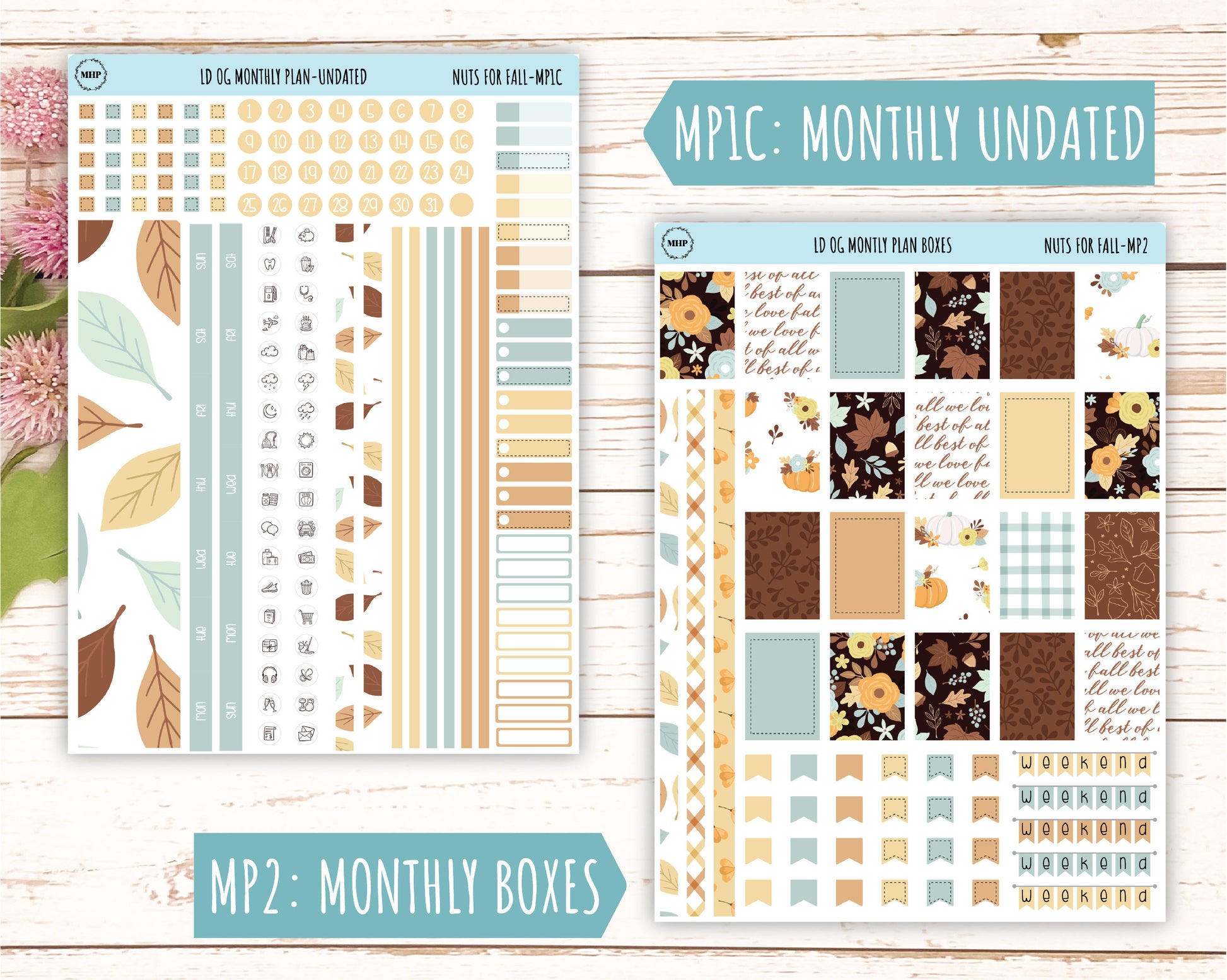 OCTOBER Stickers for OG Laurel Denise Planners. "Nuts for Fall" || OGNF