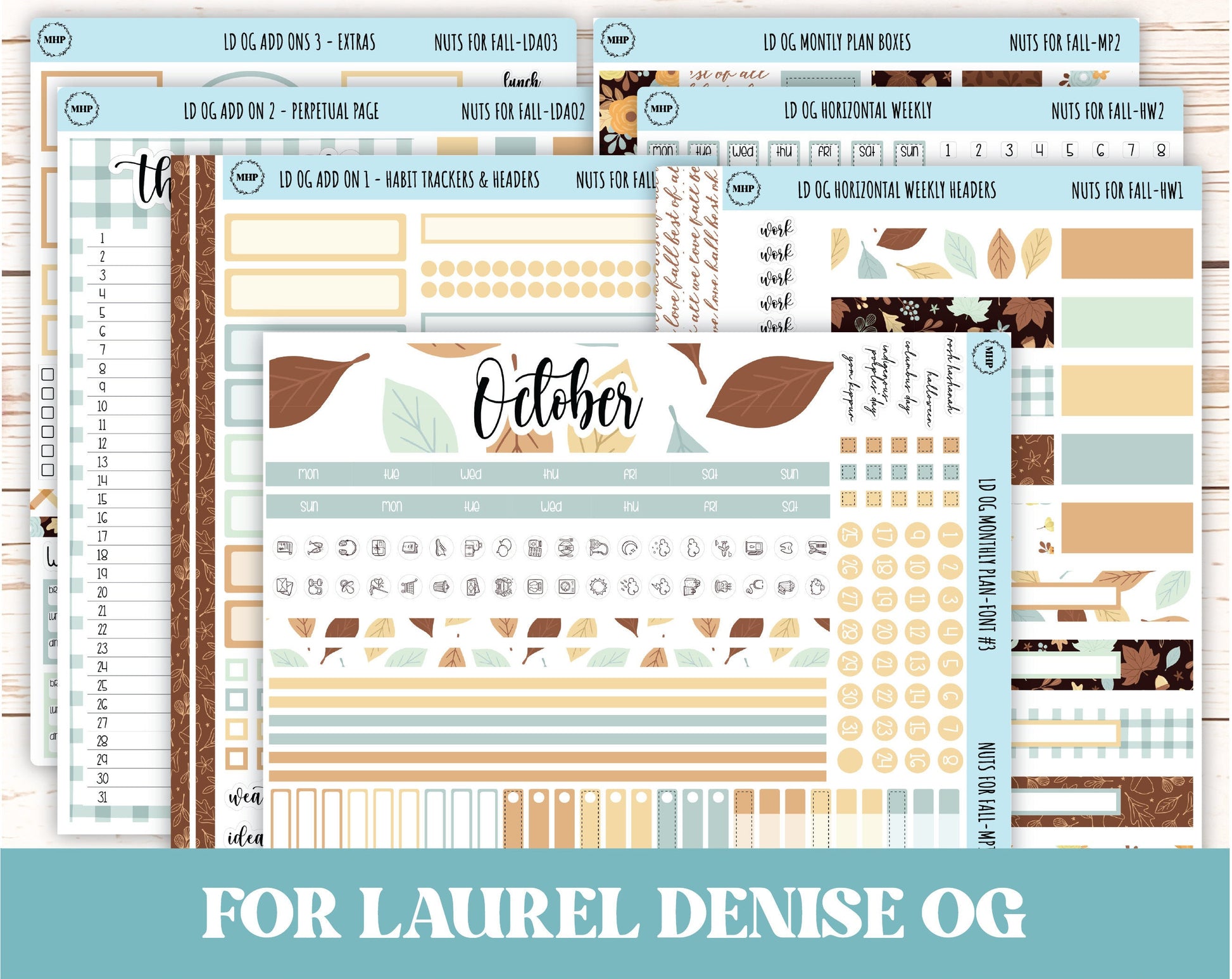 OCTOBER Stickers for OG Laurel Denise Planners. "Nuts for Fall" || OGNF