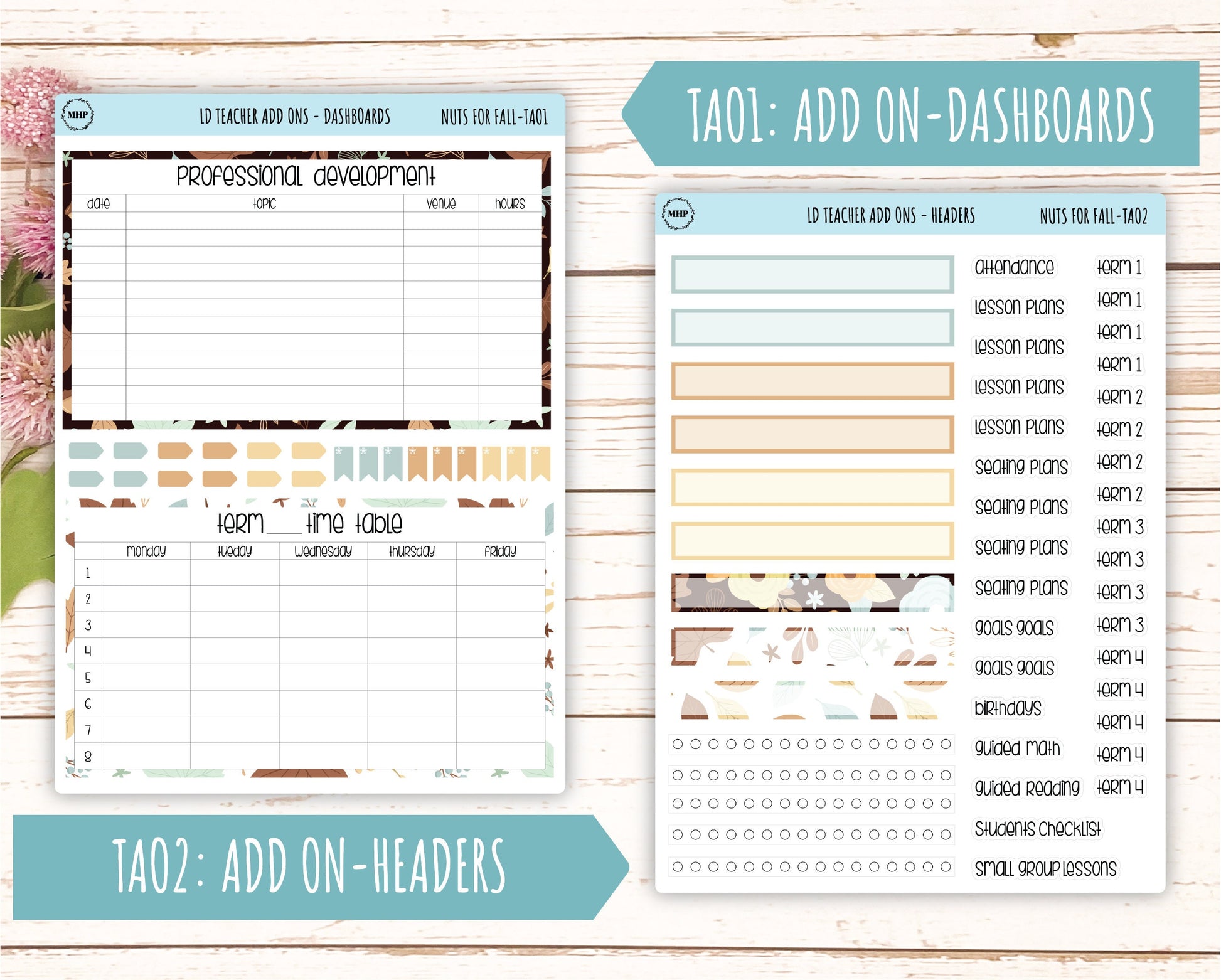 OCTOBER Stickers for Laurel Denise Teacher Planners. "Nuts for Fall" || TNF