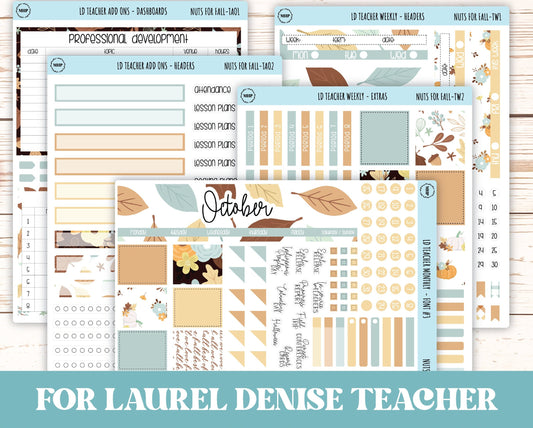 OCTOBER Stickers for Laurel Denise Teacher Planners. "Nuts for Fall" || TNF