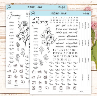 Minimalist Stickers for Laurel Denise Portrait Planners. || LD-P