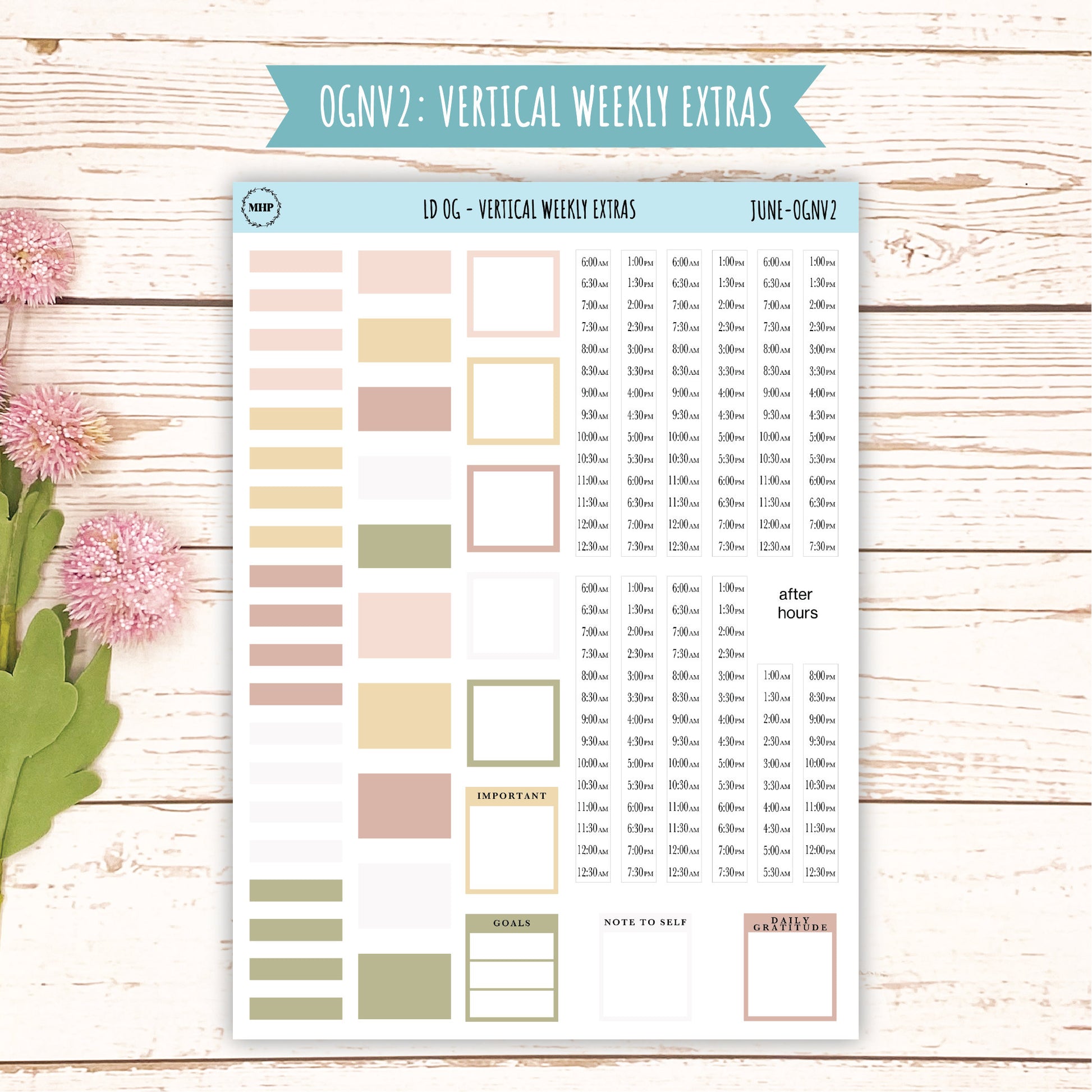 Neutral Color Stickers for OG Laurel Denise Planners. JUNE || OGNJUN