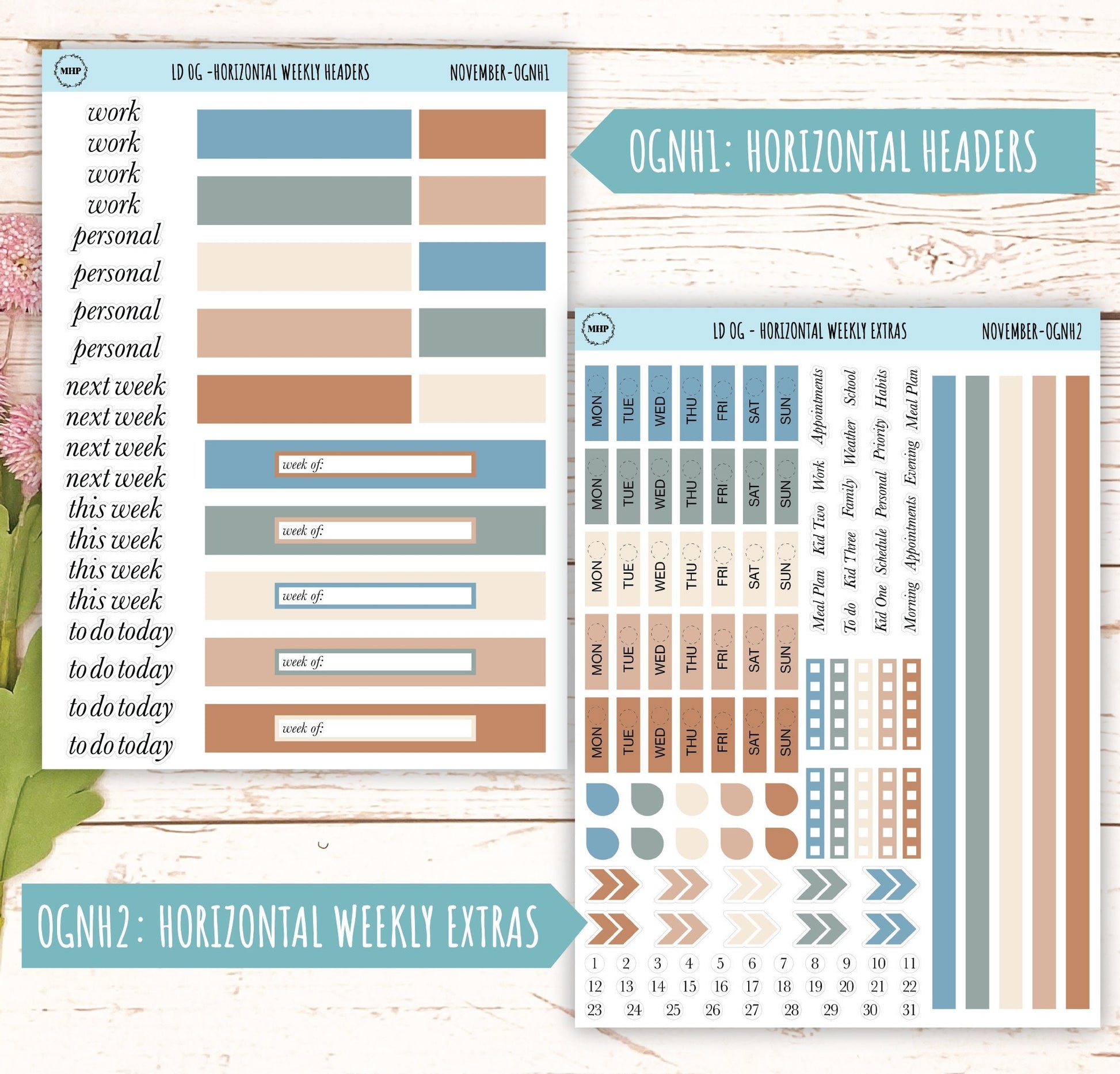 Neutral Color Stickers for OG Laurel Denise Planners. NOVEMBER || OGNNOV
