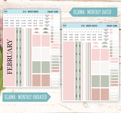 Neutral Color Stickers for OG Laurel Denise Planners. FEBRUARY || OGNFEB