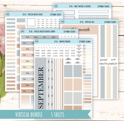 Neutral Color Stickers for OG Laurel Denise Planners. SEPTEMBER || OGNSEP