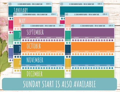 Monthly Headers Set for 7x9 Erin Condren. Planner Stickers || EC201