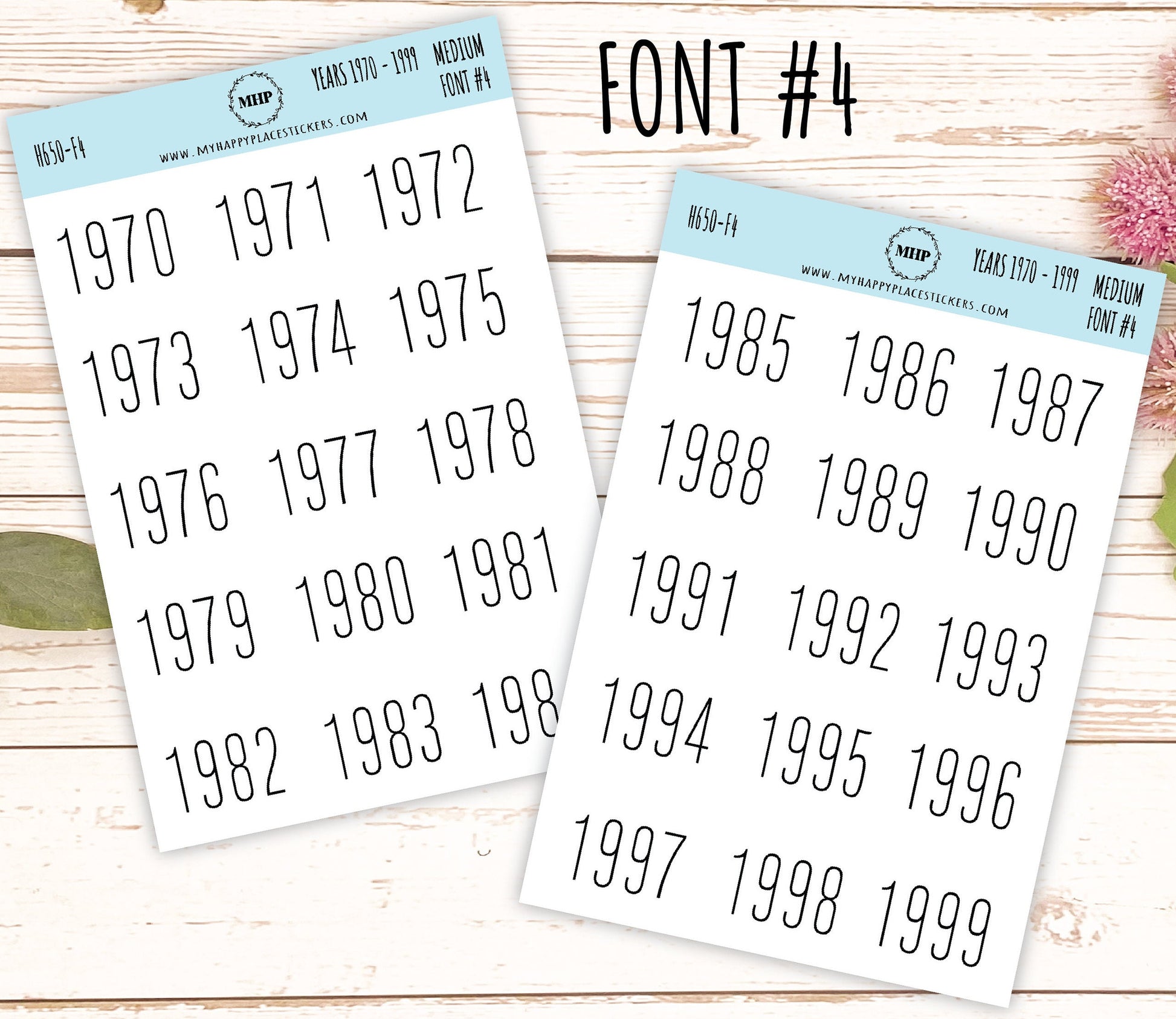 1970 - 1999 Years Stickers Size Medium. Timeline Stickers. || H650