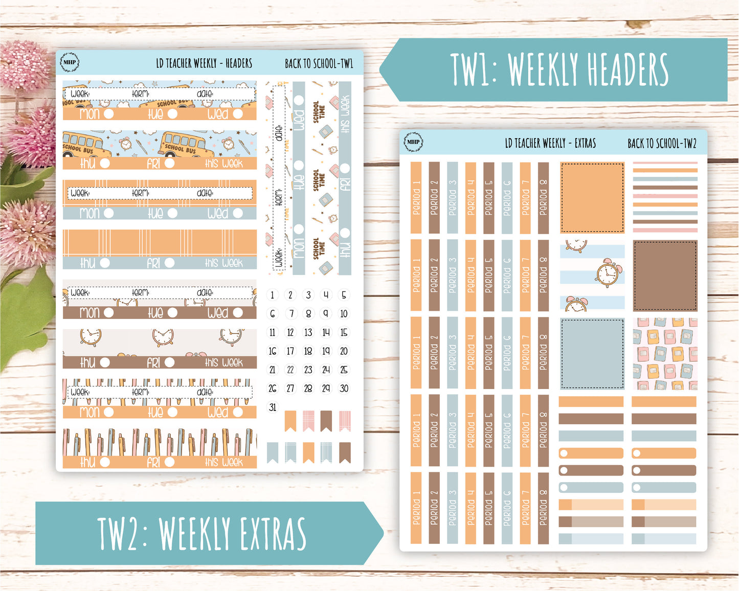 SEPTEMBER Stickers for Laurel Denise Teacher Planners. "Back to School" || TBTS