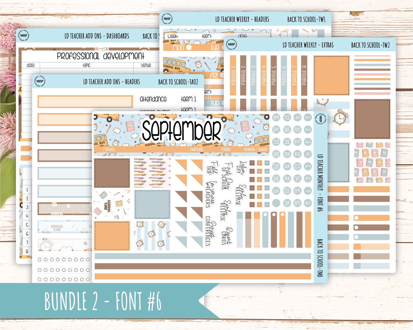 SEPTEMBER Stickers for Laurel Denise Teacher Planners. "Back to School" || TBTS