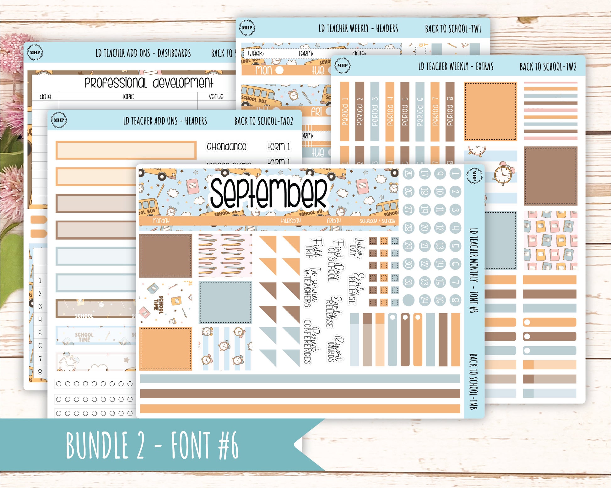 SEPTEMBER Stickers for Laurel Denise Teacher Planners. "Back to School" || TBTS