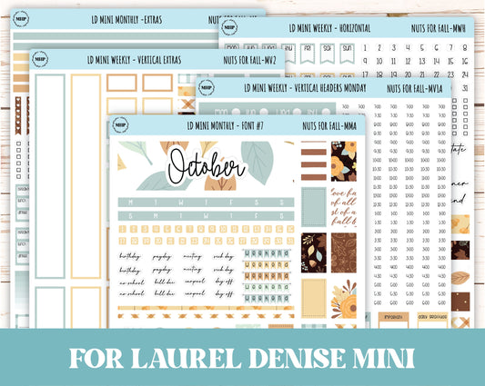 October Stickers for MINI Laurel Denise Planners "Nuts for Fall" || MNF