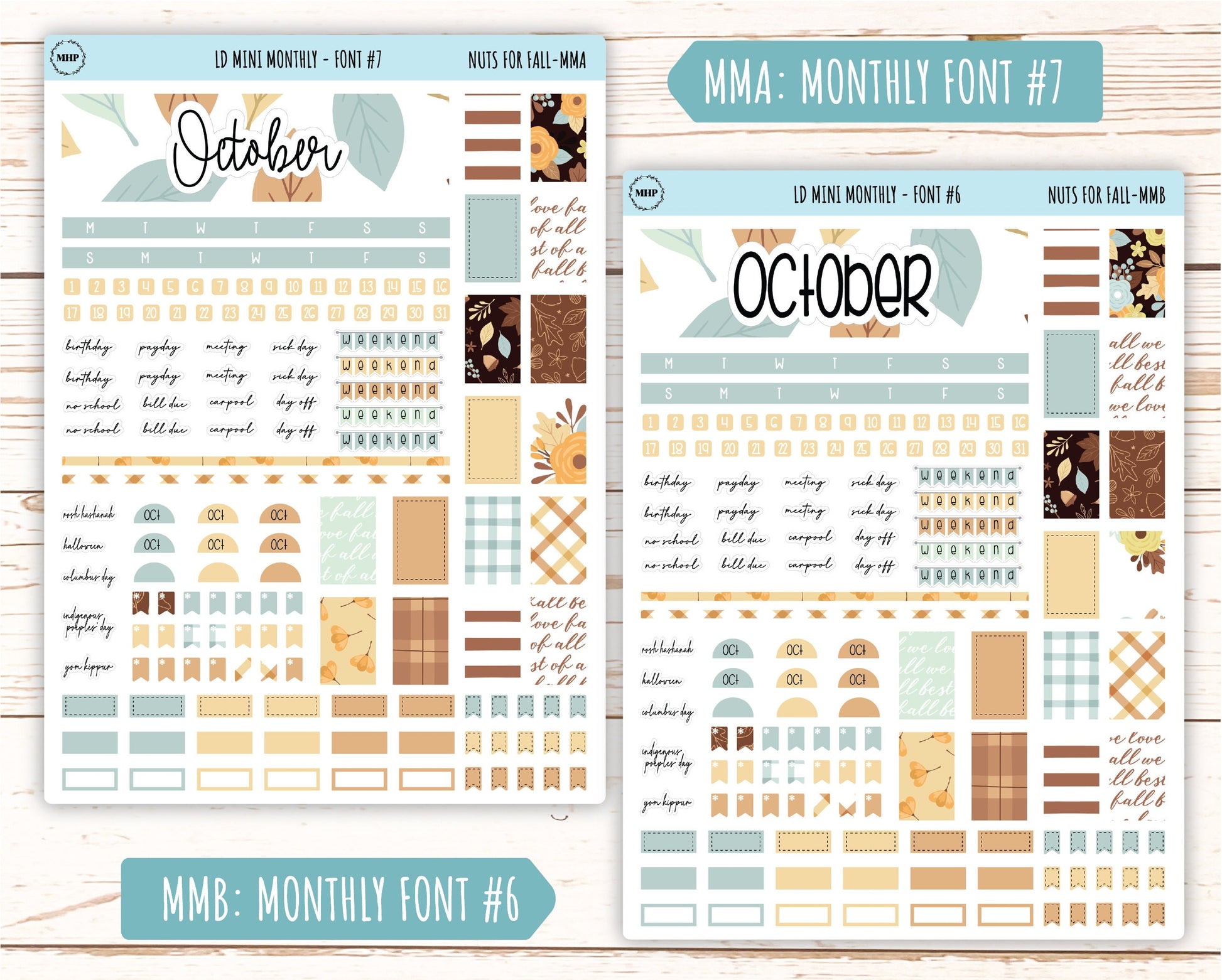 October Stickers for MINI Laurel Denise Planners "Nuts for Fall" || MNF