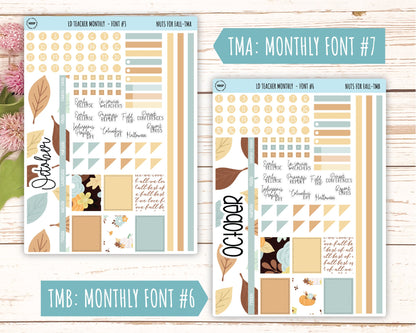 OCTOBER Stickers for Laurel Denise Teacher Planners. "Nuts for Fall" || TNF