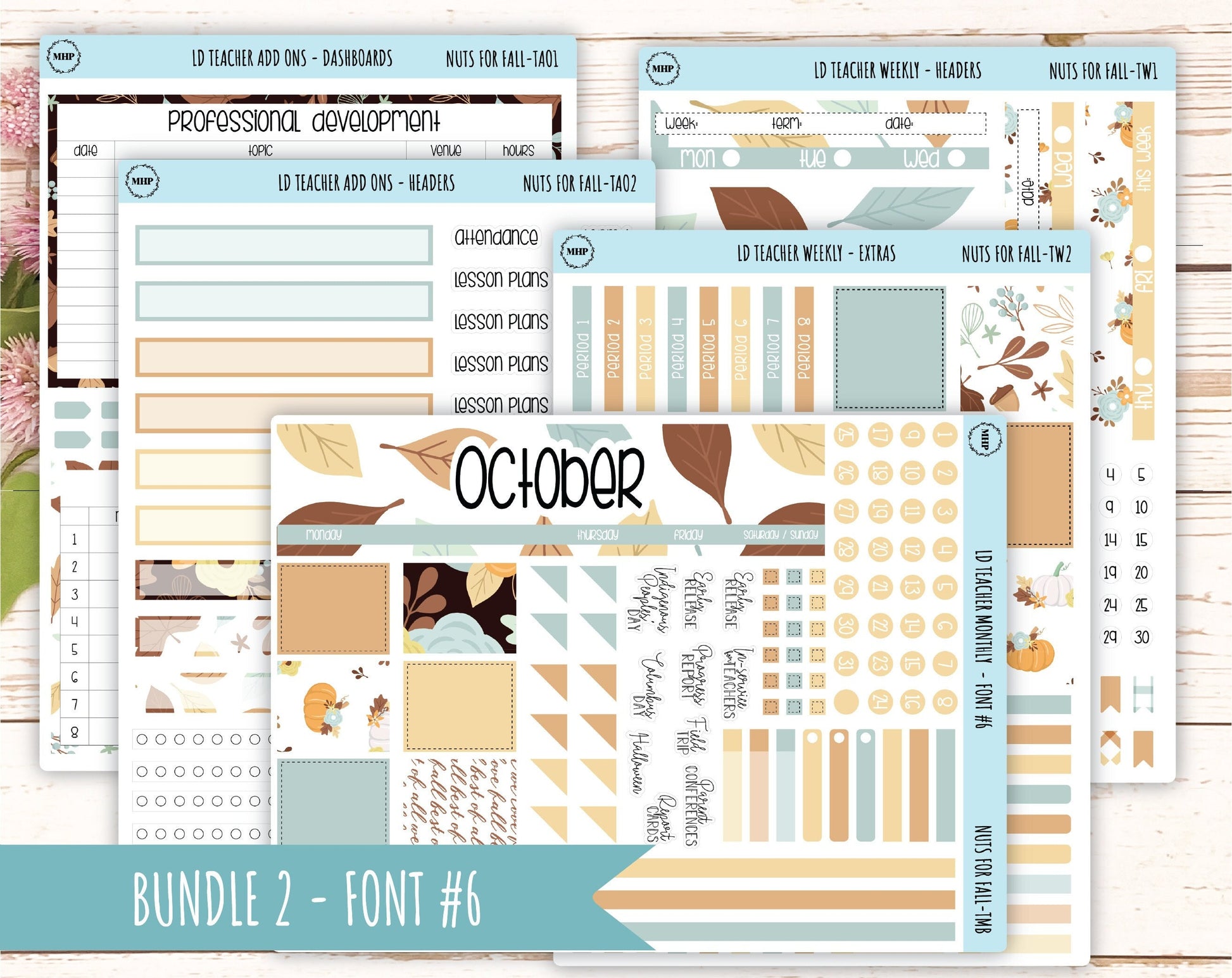 OCTOBER Stickers for Laurel Denise Teacher Planners. "Nuts for Fall" || TNF